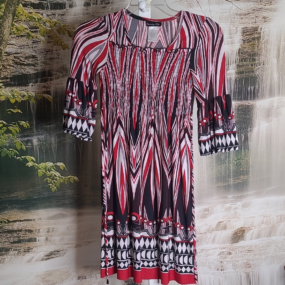 Disorderly Kids Girls 14 vibrant Red and Black abstract Dress